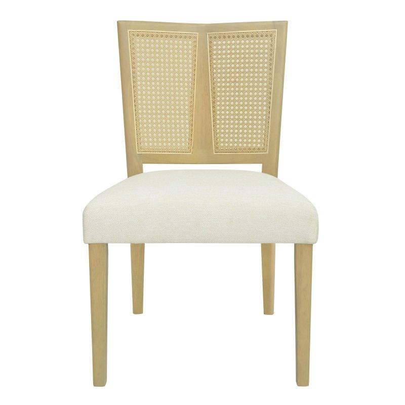 Bej Döşemeli Masif Kauçuk Ağacı Kolsuz Rattan Sandalye 2li Set - 251823