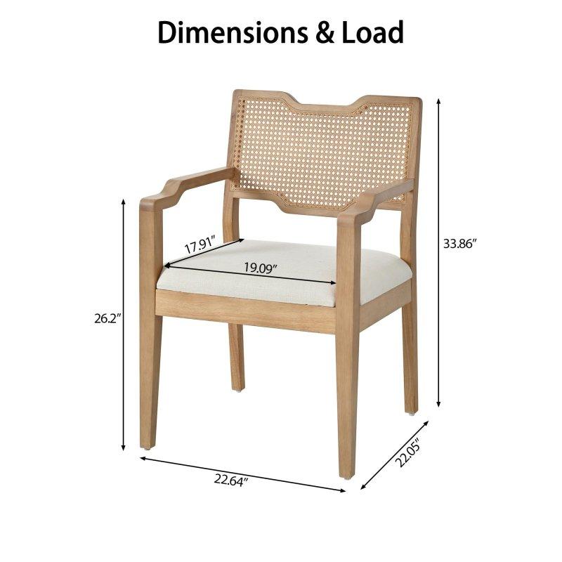 Bej Döşemeli Rattan Sırtlıklı Kauçuk Ağacı Kollu 2li Set Rattan Sandalye - 252309