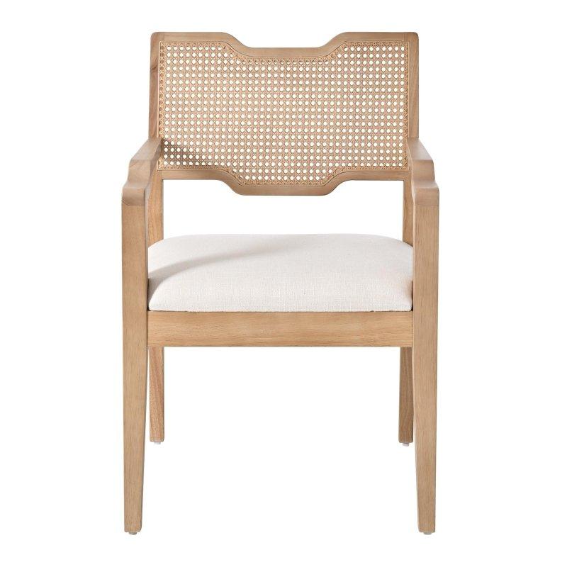 Bej Döşemeli Rattan Sırtlıklı Kauçuk Ağacı Kollu 2li Set Rattan Sandalye - 252309