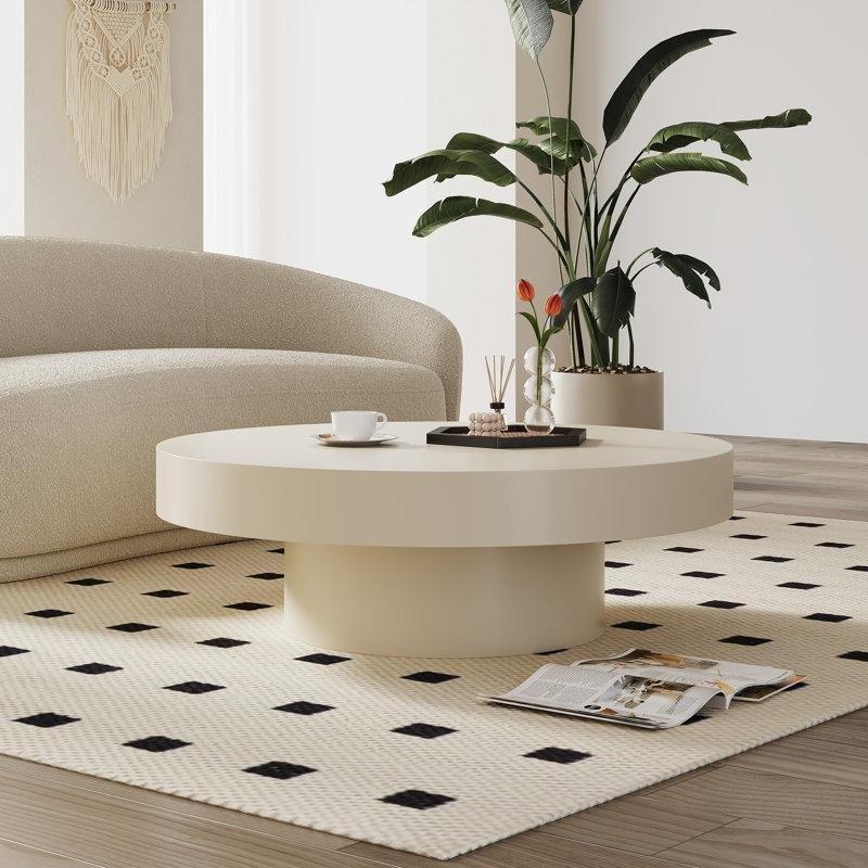 Bej Fiberglas Kaide Ayaklı Yuvarlak Orta Sehpa - 110x35 cm - 243955