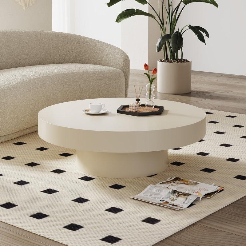 Bej Fiberglas Kaide Ayaklı Yuvarlak Orta Sehpa - 110x35 cm - 243955