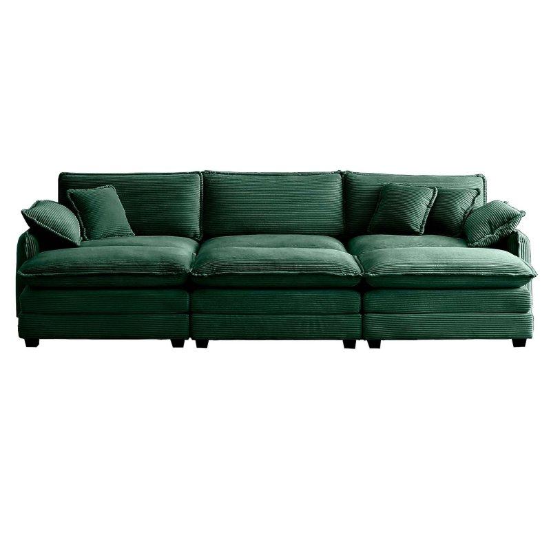 Bej Fitilli Kadife 3 Kişilik Yastıklı Bohem Koltuk - 214 cm - 285183 Bej Fitilli Kadife 3 Kişilik Yastıklı Bohem Koltuk - 214 cm - 285183