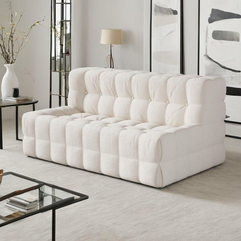 Bej Fitilli Kadife Kolsuz Bohem Koltuk - 100x87x74 cm - 285018