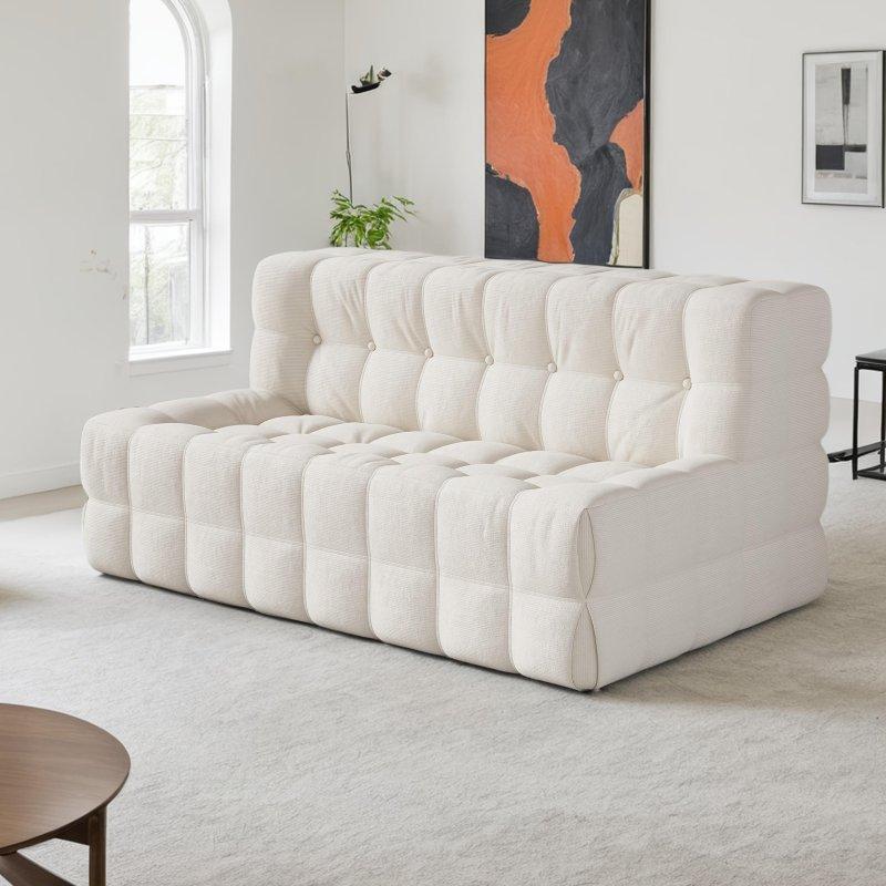 Bej Fitilli Kadife Kolsuz Bohem Koltuk - 100x87x74 cm - 285018