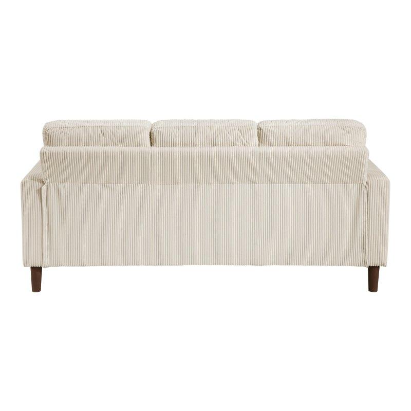 Bej Fitilli Kadife Kumaş Masif Ahşap Modern Minderli Bohem Koltuk - 195 cm - 293381