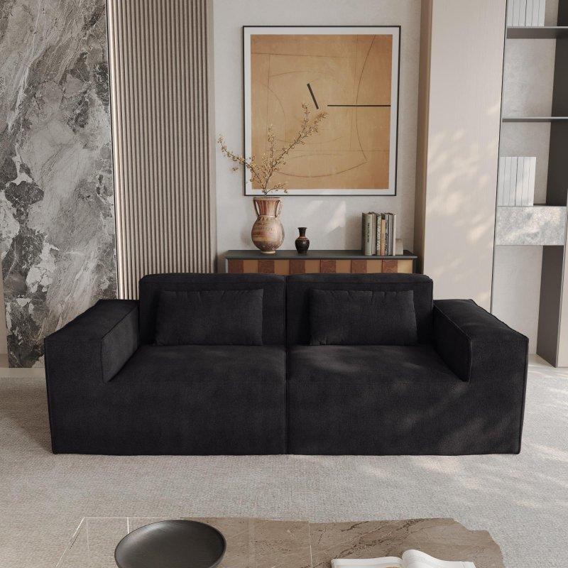 Bej Fitilli Kadife Modüler Çıkarılabilir Kılıflı Bohem Koltuk - 210 cm - 285822