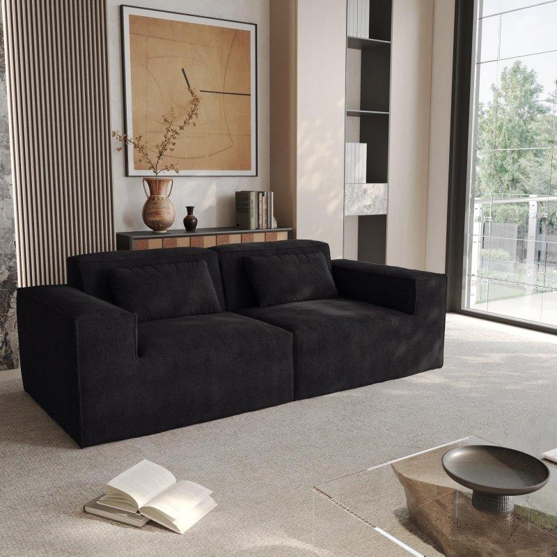 Bej Fitilli Kadife Modüler Çıkarılabilir Kılıflı Bohem Koltuk - 210 cm - 285822