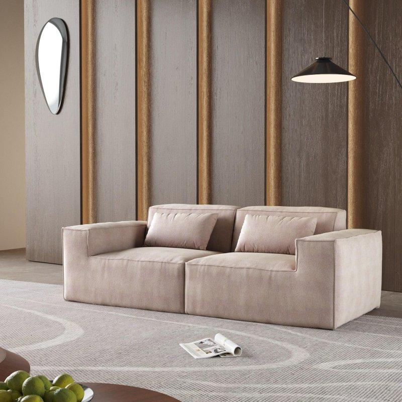 Bej Fitilli Kadife Modüler Çıkarılabilir Kılıflı Bohem Koltuk - 211 cm - 283727