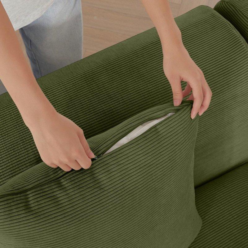 Bej Fitilli Kadife Modüler Hareketli Puflu Köşe Koltuk - 287x187 cm - 259270