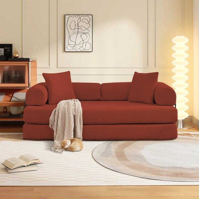 Bej Fitilli Kadife Modüler Yataklı Bohem Koltuk - 200 cm - 277846