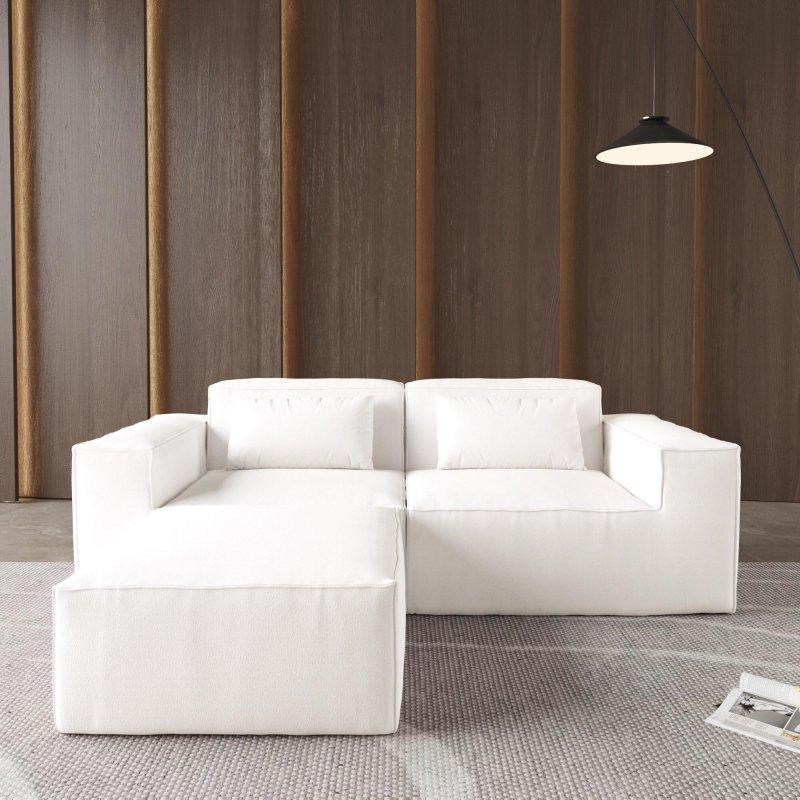 Bej Fitilli Kadife Modüler Yıkanabilir Kılıflı Bohem Koltuk - 221 cm - 286166