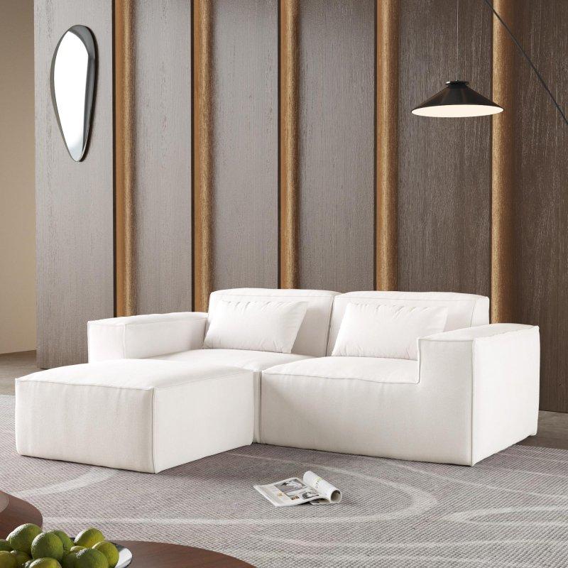 Bej Fitilli Kadife Modüler Yıkanabilir Kılıflı Bohem Koltuk - 221 cm - 286166