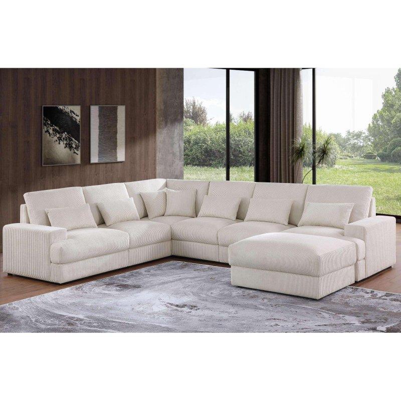 Bej Fitilli Kadife Şezlonglu L Köşe Koltuk - 258807
