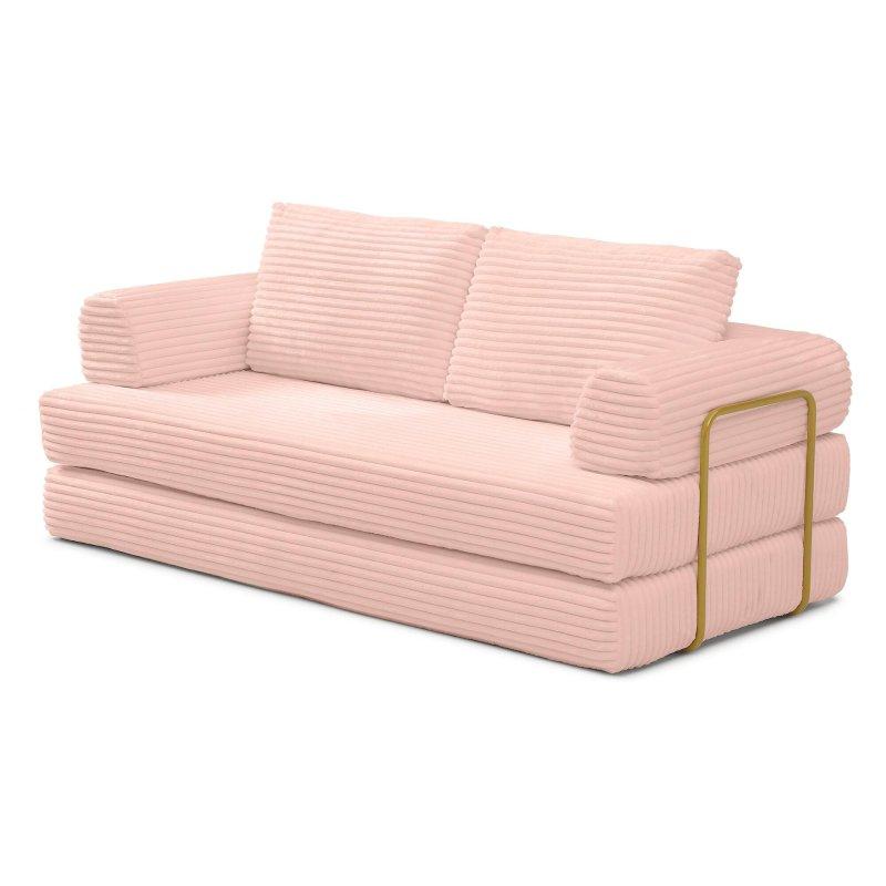 Bej Fitilli Kadife Yataklı Katlanır 3 Kişilik Bohem Koltuk - 202 cm - 285576