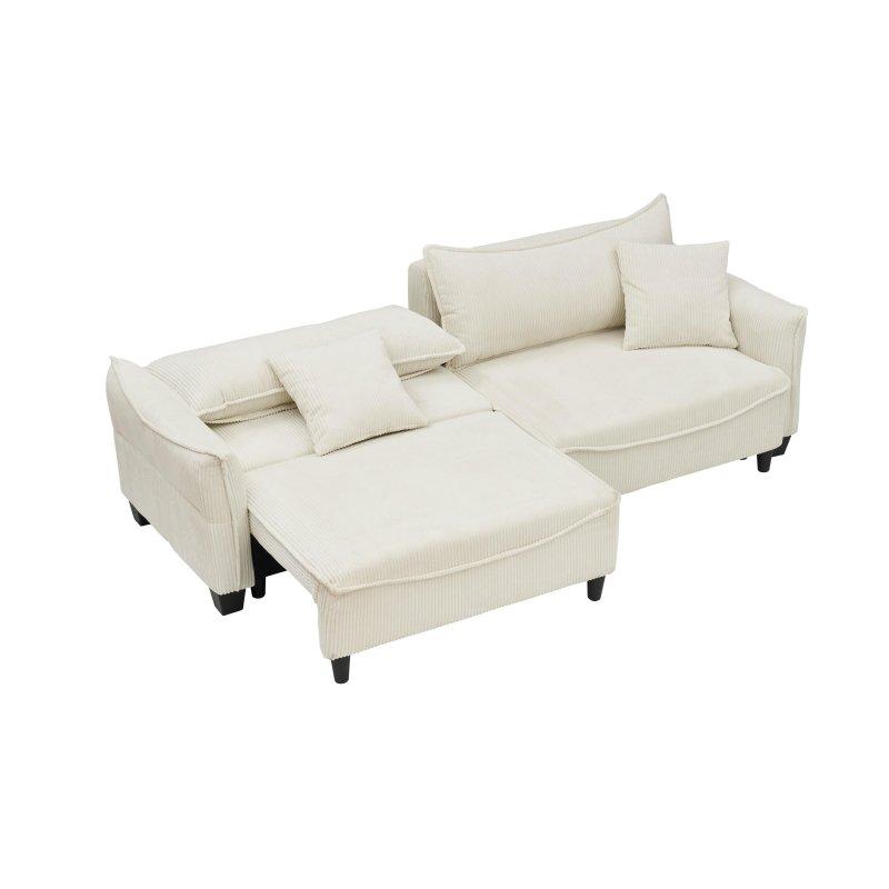 Bej Fitilli Kadife Yataklı ve İki Kırlentli Bohem Koltuk - 223 cm - 293193 Bej Fitilli Kadife Yataklı ve İki Kırlentli Bohem Koltuk - 223 cm - 293193
