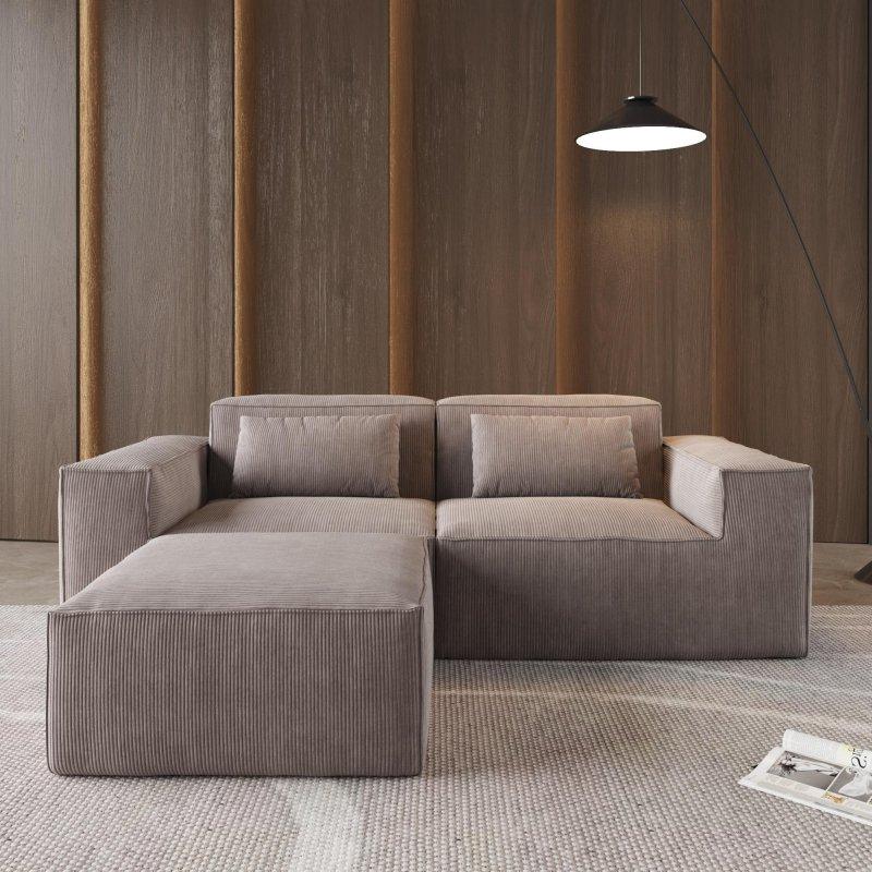 Bej Fitilli Kadife Yıkanabilir Kılıflı Modüler Bohem Koltuk - 210 cm - 287276