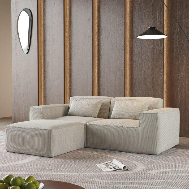 Bej Fitilli Kadife Yıkanabilir Kılıflı Modüler Bohem Koltuk - 210 cm - 287276