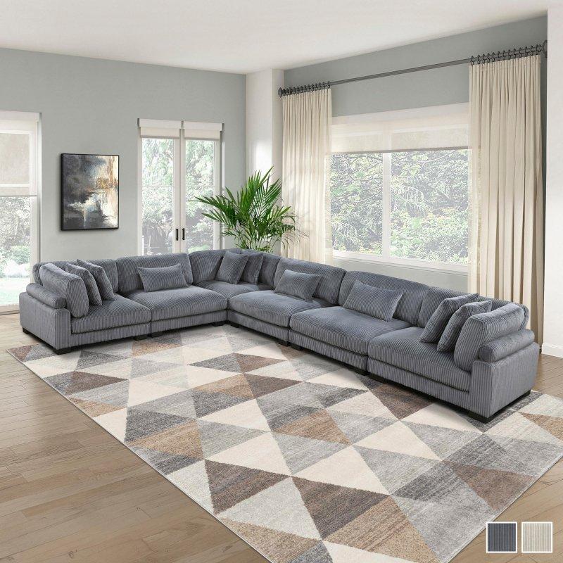 Bej Fitilli Kumaş 6 Parça Modüler Köşe Koltuk - 458x343 cm - 259579