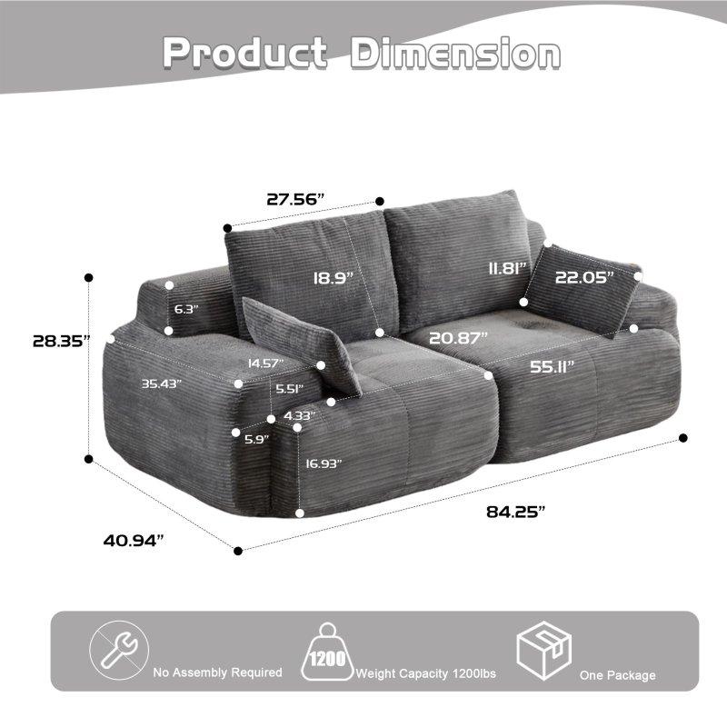 Bej Fitilli Kumaş Modüler Hafızalı Süngerli Bohem Koltuk - 214 cm - 285862