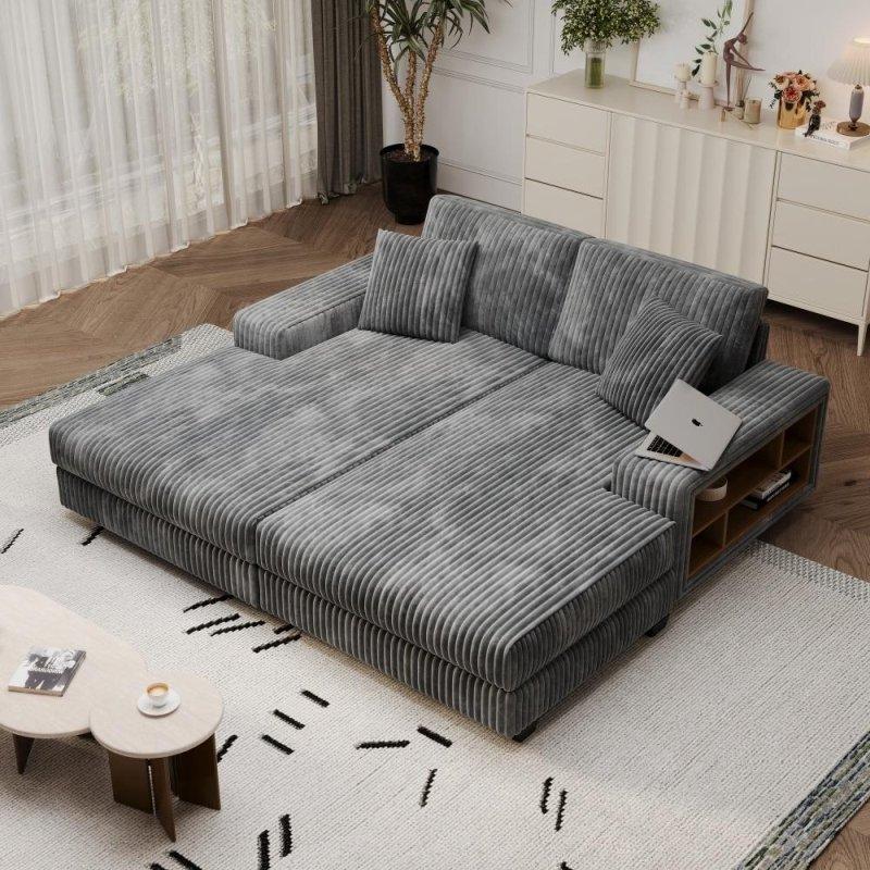 Bej Fitilli Kumaş Yataklı Saklama Bölmeli Köşe Koltuk - 203x157 cm - 258168 Bej Fitilli Kumaş Yataklı Saklama Bölmeli Köşe Koltuk - 203x157 cm - 258168
