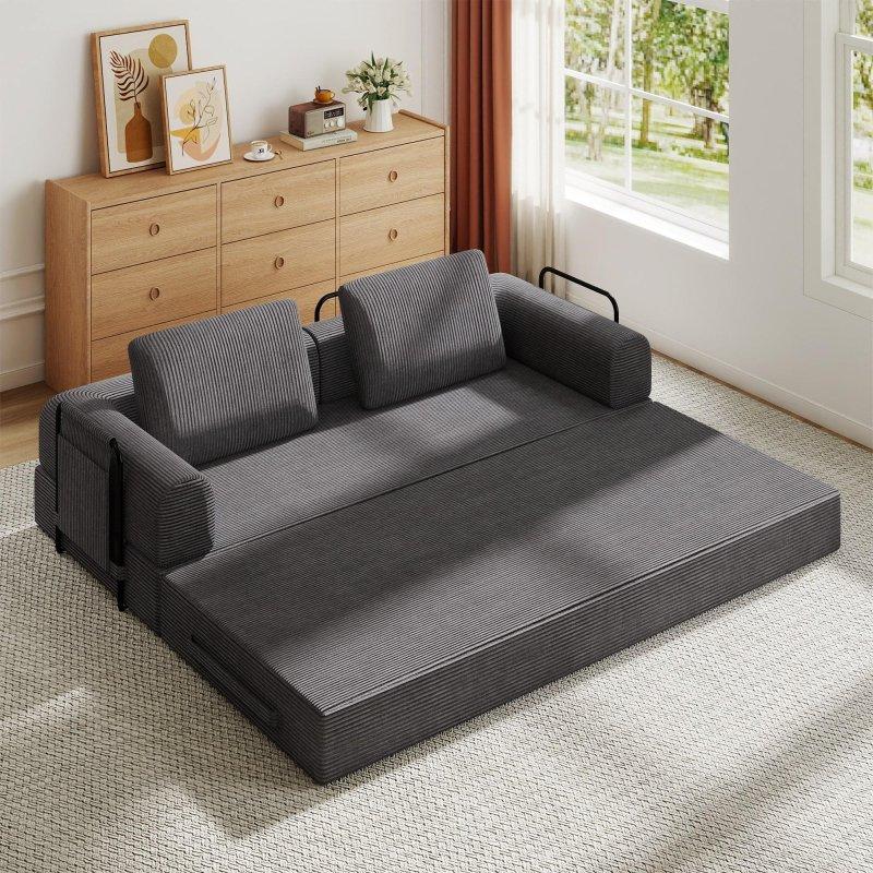 Bej Fitilli Kumaş Yuvarlak Kollu Yataklı Bohem Koltuk - 200 cm - 278419 Bej Fitilli Kumaş Yuvarlak Kollu Yataklı Bohem Koltuk - 200 cm - 278419