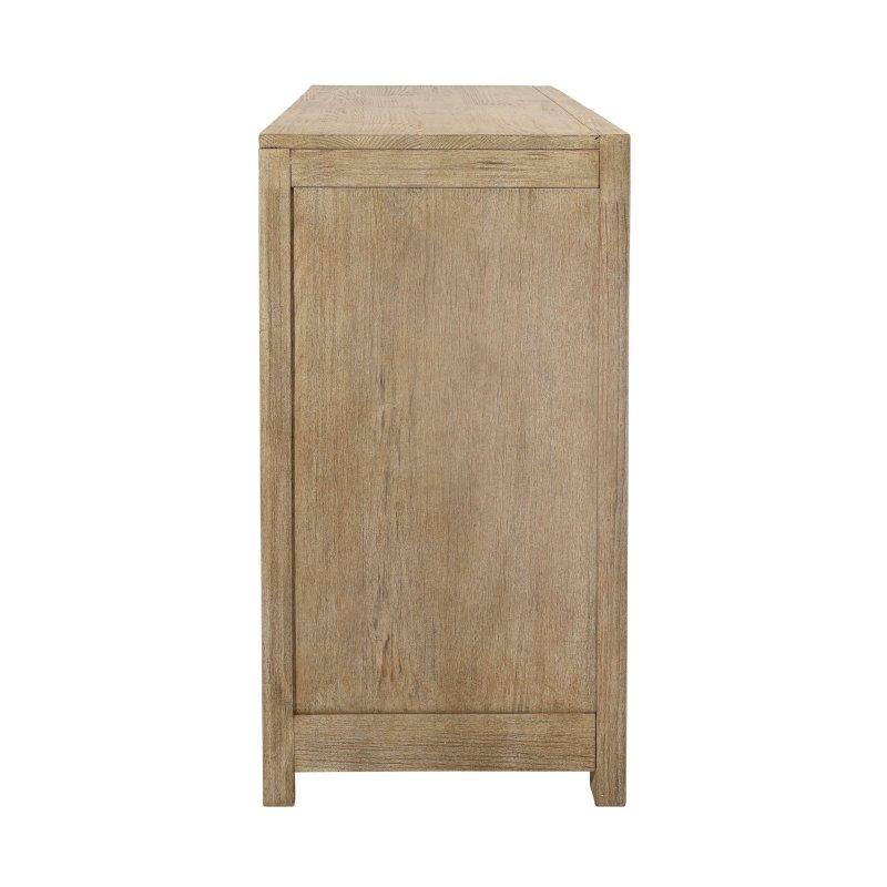 Bej Geri Kazanılmış Çam Ağacı 6 Çekmeceli Eskitme Tasarımlı Şifonyer - 168x49x92 cm - 308594