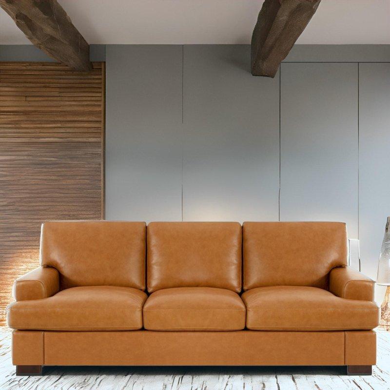 Bej Hakiki Deri Kaz Tüyü Dolgulu Köşeli Kolçaklı Bohem Koltuk - 219x90 cm - 285258