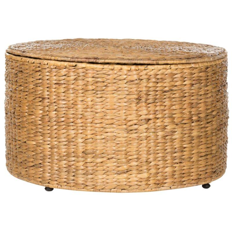 Bej Hasır Depolamalı Yuvarlak Orta Sehpa - 73x44 cm - 243467