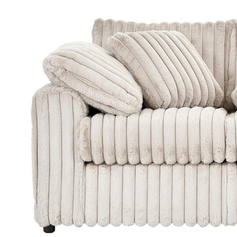 Bej Jumbo Kord Kumaş Çıkarılabilir Minderli 3 Kişilik Bohem Koltuk - 234x100x87 cm - 284821
