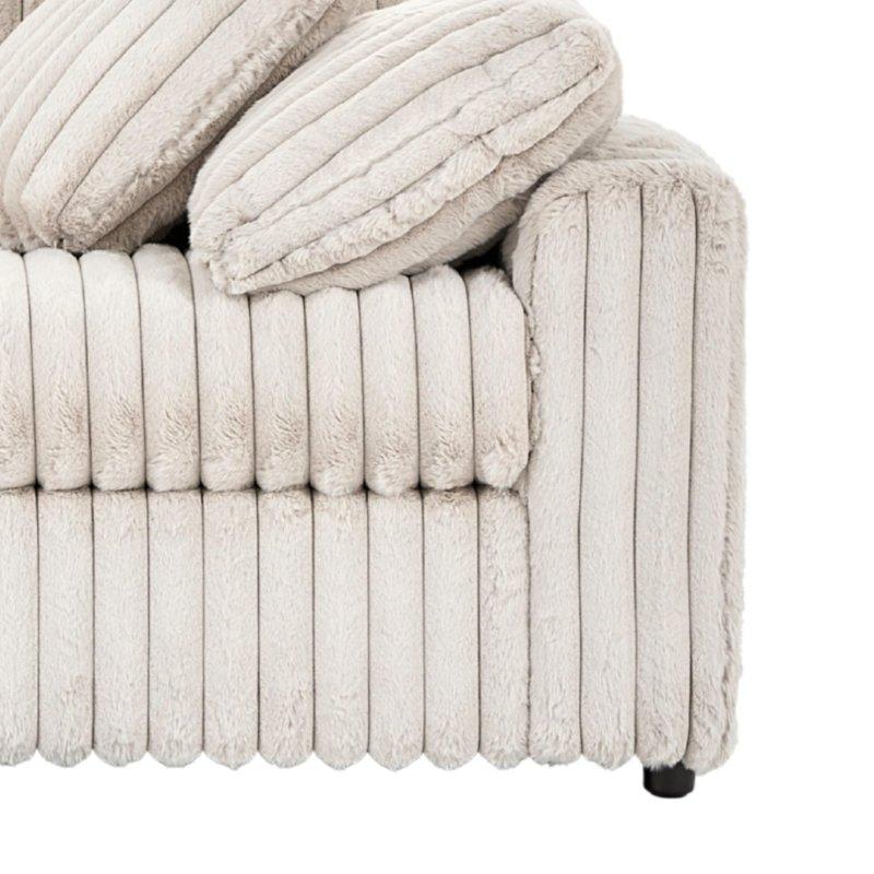 Bej Jumbo Kord Kumaş Çıkarılabilir Minderli 3 Kişilik Bohem Koltuk - 234x100x87 cm - 284821