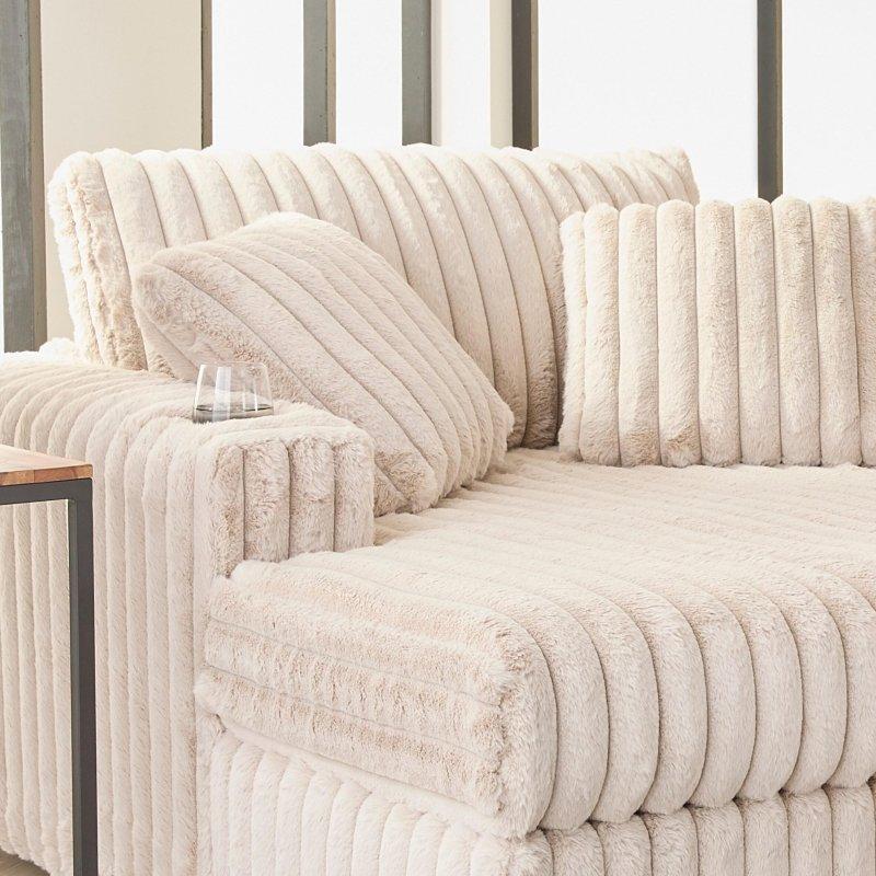 Bej Jumbo Kumaş Bardaklıklı Geniş Oturumlu Bohem Koltuk - 139x161 cm - 284335