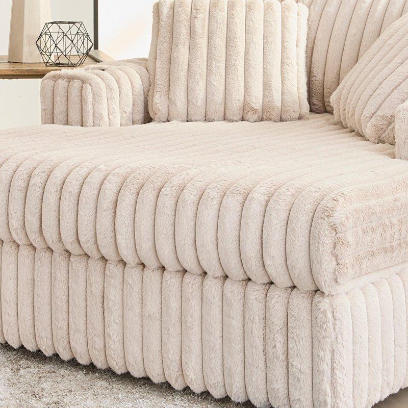 Bej Jumbo Kumaş Bardaklıklı Geniş Oturumlu Bohem Koltuk - 139x161 cm - 284335