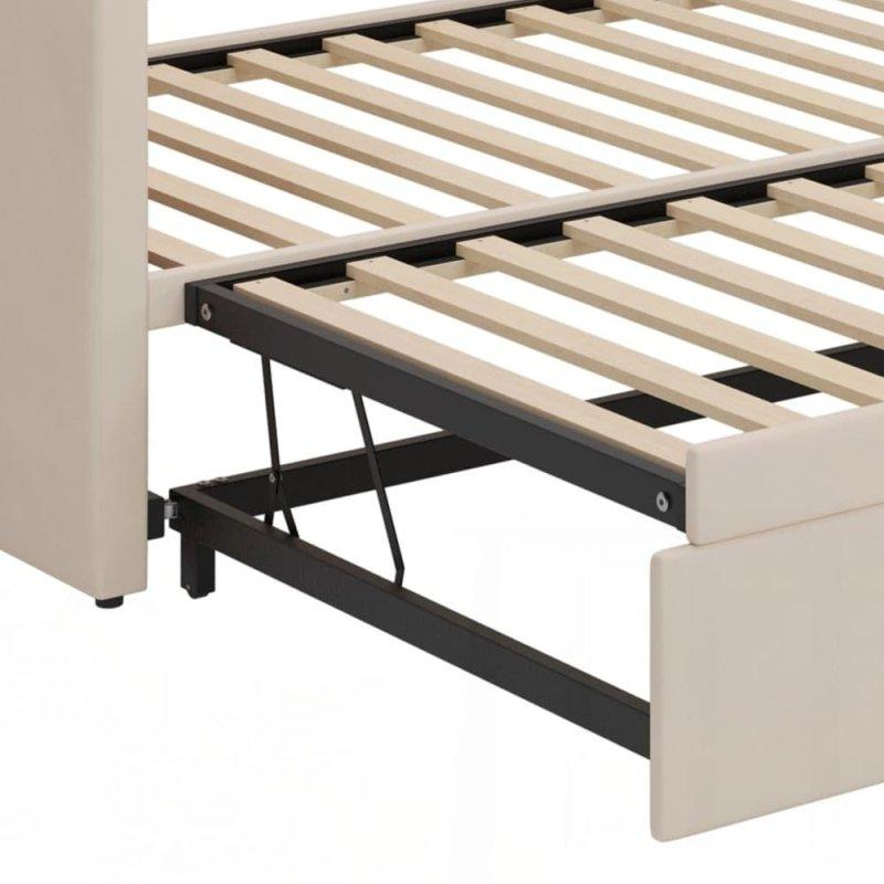 Bej Kadife Döşemeli Açılır Yavru Yataklı Daybed Karyola - 330139