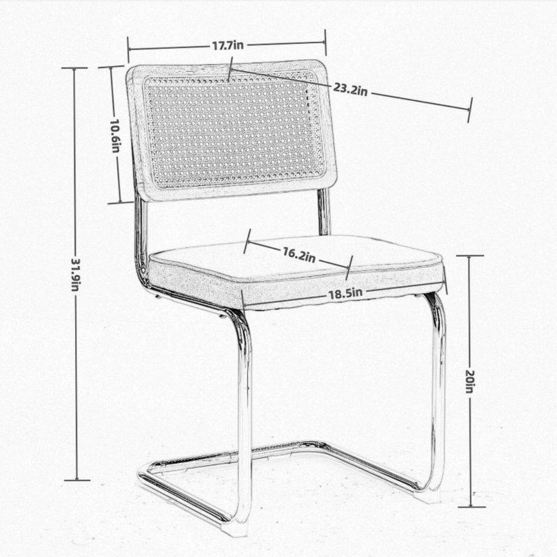 Bej Kadife Döşemeli El Örgüsü Rattan Sandalye 2li Set - 251777
