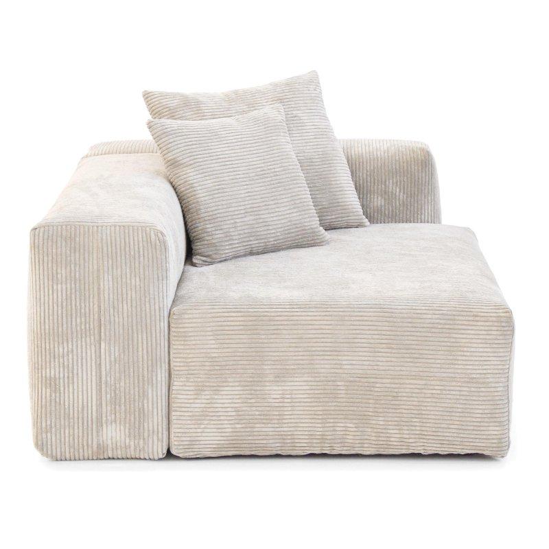 Bej Kadife Fitilli Kumaş Modüler Yönü Değiştirilebilir Puflu Köşe Koltuk - 360x190 cm - 257810