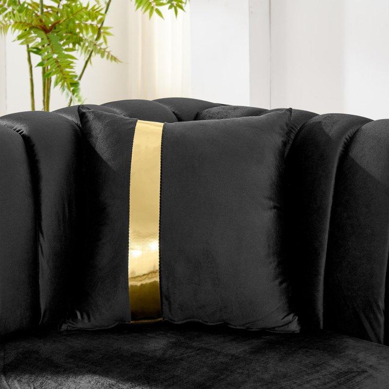 Bej Kadife Gold Detaylı Kapitoneli 4 Yastıklı 3 Kişilik Bohem Koltuk - 227 cm - 287444