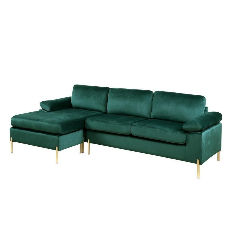 Bej Kadife Gold Metal Ayaklı Sol Köşe Koltuk - 256355