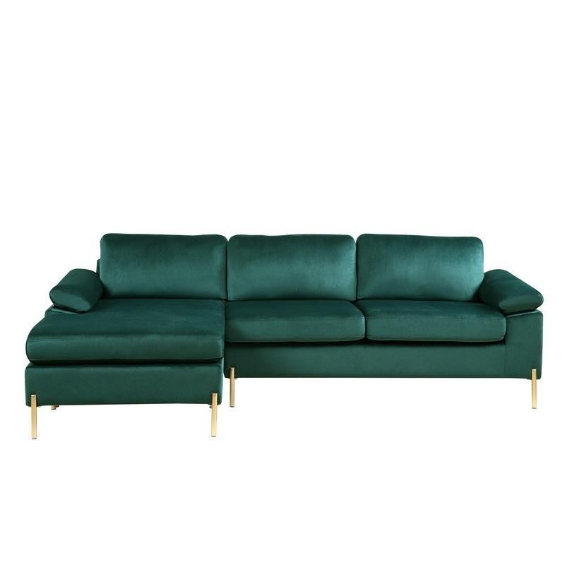 Bej Kadife Gold Metal Ayaklı Sol Köşe Koltuk - 256355