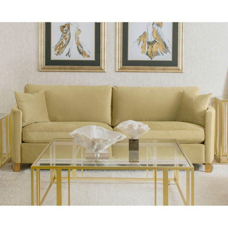 Bej Kadife Kavisli Kolçaklı Gold Paslanmaz Çelik Ayaklı Bohem Koltuk - 232 cm - 280979