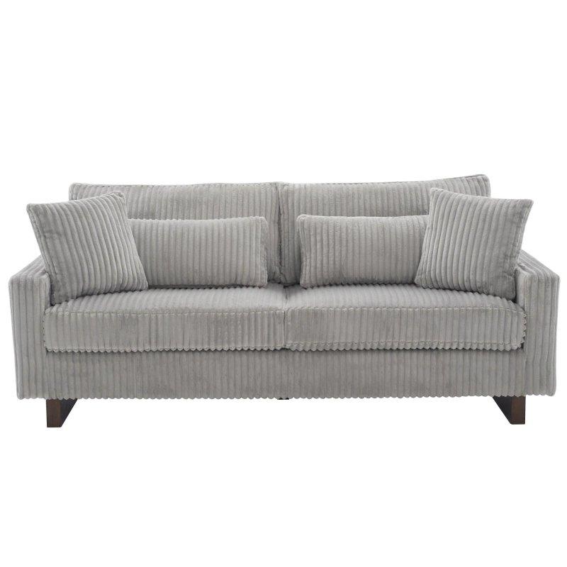 Bej Kadife Kumaş 4 Yastıklı Kare Kollu Bohem Koltuk - 204 cm - 292990