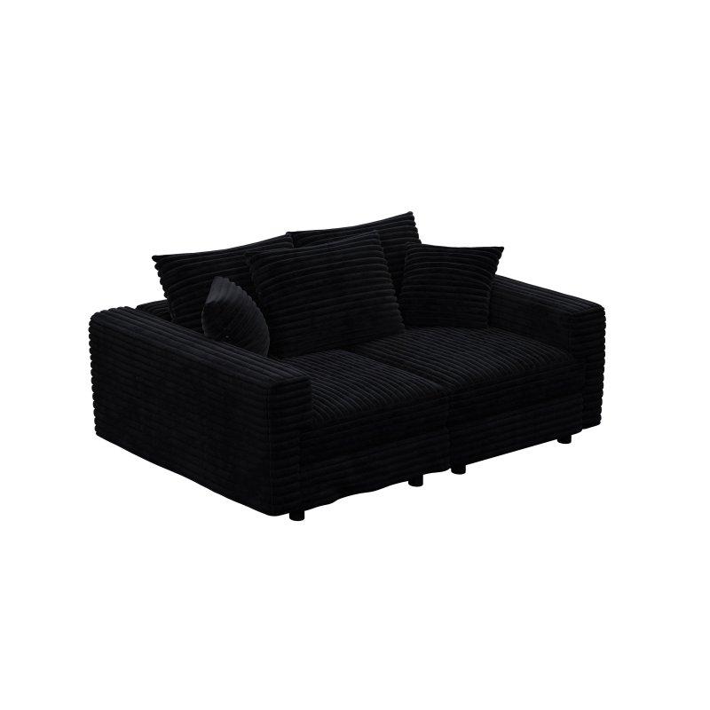 Bej Kadife Kumaş Derin Oturumlu 3 Kişilik Modüler Bohem Koltuk - 211 cm - 277356