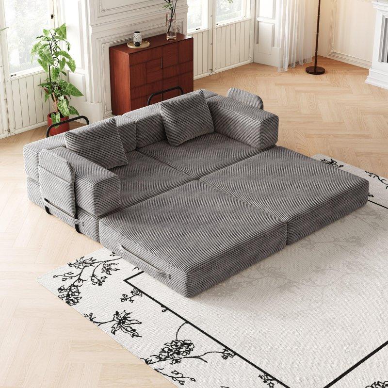 Bej Kadife Kumaş Kolluk Cepli Katlanabilir Demir İskeletli Bohem Koltuk - 183 cm - 289476