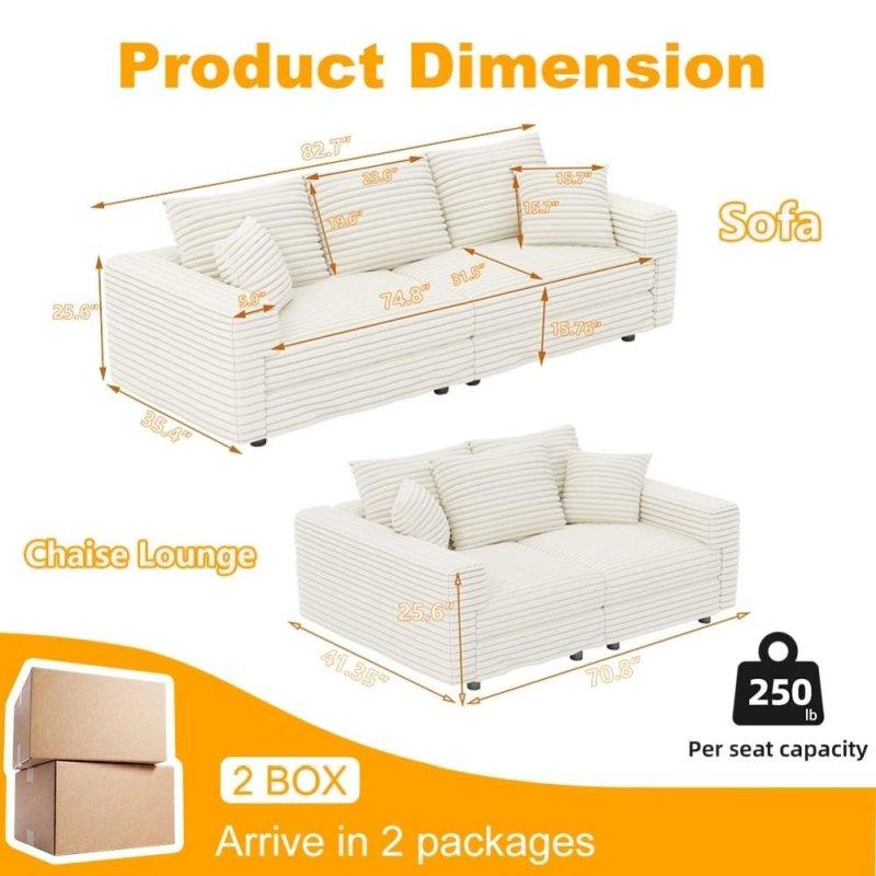 Bej Kadife Kumaş Masif Ahşap 3 Kişilik Yastıklı Bohem Koltuk - 211 cm - 283903