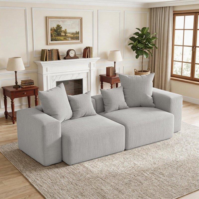 Bej Kadife Kumaş Modüler Kurulum Gerektirmeyen Bohem Koltuk - 204x101 cm - 278011