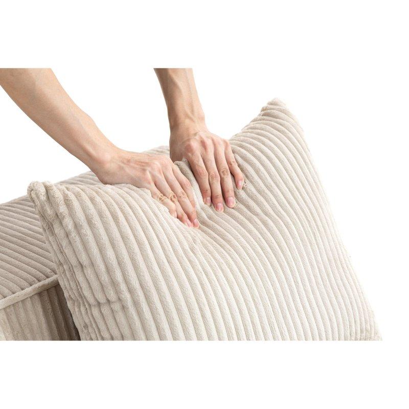 Bej Kadife Kumaş Modüler Yastık Sırtlı Bohem Koltuk - 284x104x63 cm - 289862