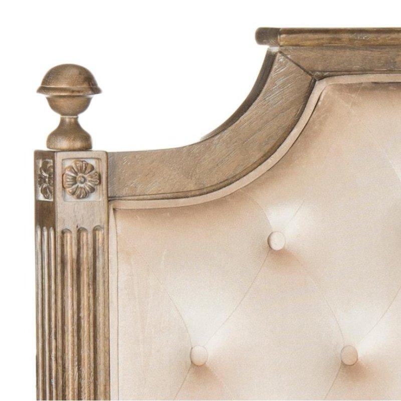 Bej Kadife Kumaşlı Rustik Meşe Kapitoneli Yatak Başlığı - 155 cm - 335319