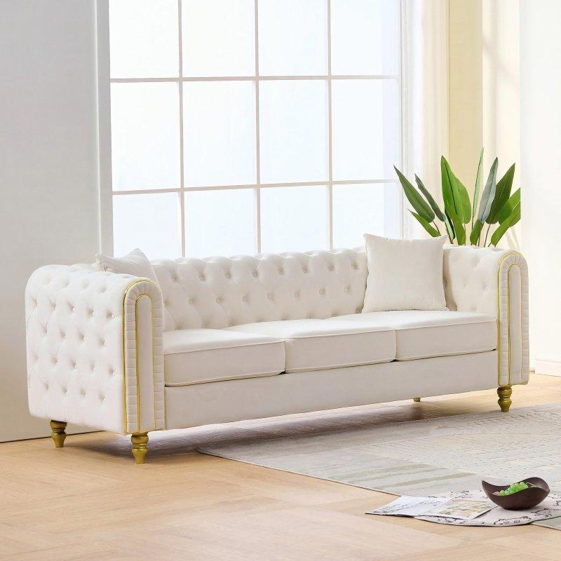 Bej Kadife Masif Ahşap Kapitoneli Gold Detaylı Bohem Koltuk - 219 cm - 287126 Bej Kadife Masif Ahşap Kapitoneli Gold Detaylı Bohem Koltuk - 219 cm - 287126