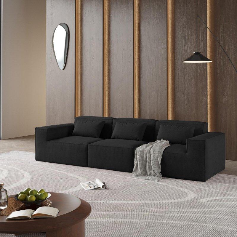 Bej Kadife Modüler 3 Kişilik Bohem Koltuk - 301 cm - 281087