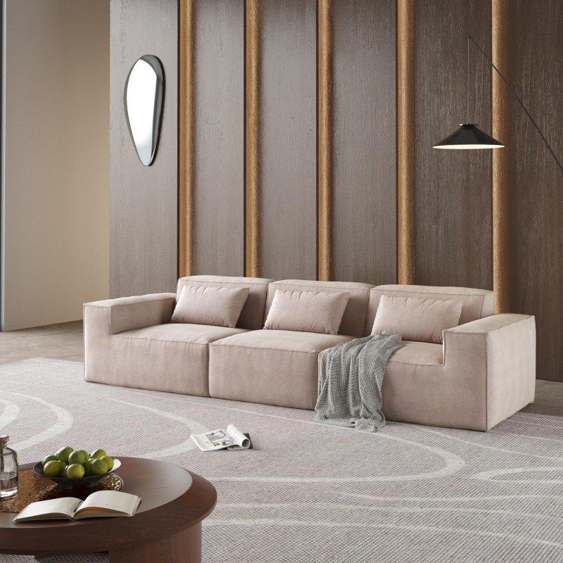 Bej Kadife Modüler 3 Kişilik Bohem Koltuk - 301 cm - 281087 Bej Kadife Modüler 3 Kişilik Bohem Koltuk - 301 cm - 281087