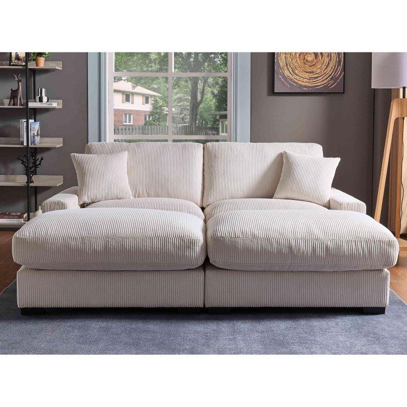 Bej Kadife Puflu Modüler Bohem Koltuk - 215x158 cm - 278588 Bej Kadife Puflu Modüler Bohem Koltuk - 215x158 cm - 278588